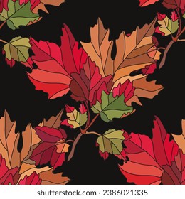 Elegant seamless pattern with autumn maple  leaves, design elements.Autumn  pattern for invitations, cards, print, gift wrap, manufacturing, textile, fabric, wallpapers