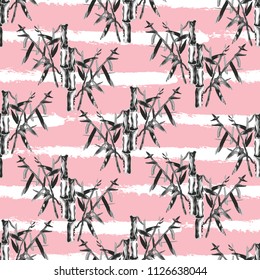 Elegant seamless pattern with bamboo plants, design elements. Exotic  pattern for invitations, cards, print, gift wrap, manufacturing, textile, fabric, wallpapers