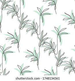 Elegante y sin fisuras con plantas de bambú, elementos de diseño. Patrón floral para invitaciones, tarjetas, impresiones, envoltura de regalo, manufactura, textiles, tela, papel pintado. Estilo de arte de línea continuo