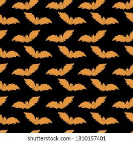 Elegant seamless pattern with bats, design elements. Halloween pattern for invitations, cards, print, gift wrap, manufacturing, textile, fabric, wallpapers. Continuous line art style