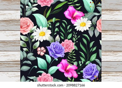 Elegant Seamless Pattern with Beautiful Flower