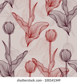 elegant seamless pattern with beautiful tulips for your design