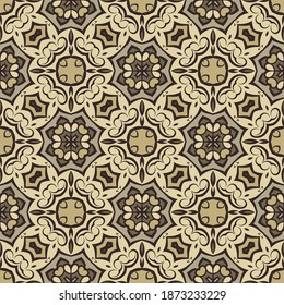 Elegant seamless pattern in beige brown for decoration. Print for paper wallpaper, tiles, textiles, neckerchief. 