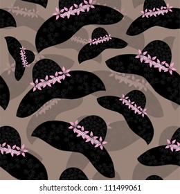 elegant seamless pattern with black floral hats for your design