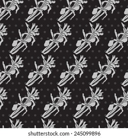 Elegant seamless pattern in black silver colors with decorative iris flowers, design elements. Floral pattern for invitations, greeting cards, scrapbooking, print, gift wrap, manufacturing