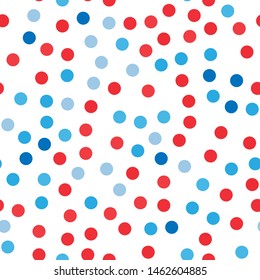 Elegant seamless pattern with blue and pink polka dots, circles. Design for printing on fabric. Repeating background. Vector illustration
