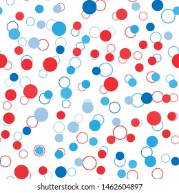 Elegant seamless pattern with blue and pink polka dots, circles. Design for printing on fabric. Repeating background. Vector illustration
