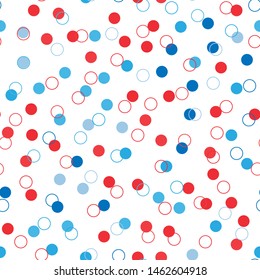 Elegant seamless pattern with blue and pink polka dots, circles. Design for printing on fabric. Repeating background. Vector illustration
