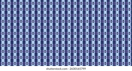 Elegante padrão sem emenda com listras azuis e roxas - Motivo floral abstrato