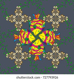Elegant seamless pattern with blue, yellow and green flowers in watercolor style, design elements. Floral pattern for wedding invitations, greeting cards, print, gift wrap, manufacturing.