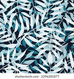 Elegant seamless pattern of branches with leaves.