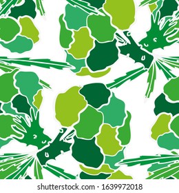 Elegant seamless pattern with broccoli, design elements. Vegetable pattern for invitations, cards, print, gift wrap, manufacturing, textile, fabric, wallpapers. Food, kitchen, vegetarian theme