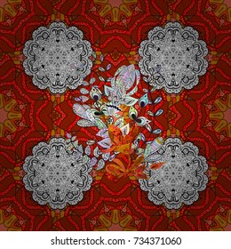 Elegant seamless pattern with brown, red and white flowers in watercolor style, design elements. Floral pattern for wedding invitations, greeting cards, print, gift wrap, manufacturing. Editable.