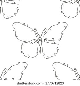Elegant seamless pattern with butterflies, design elements. Insect pattern for invitations, cards, print, gift wrap, manufacturing, textile, fabric, wallpapers. Continuous line art style