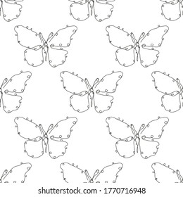 Elegant seamless pattern with butterflies, design elements. Insect pattern for invitations, cards, print, gift wrap, manufacturing, textile, fabric, wallpapers. Continuous line art style