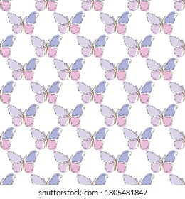 Elegant seamless pattern with butterflies, design elements. Butterfly pattern for invitations, cards, print, gift wrap, manufacturing, textile, fabric, wallpapers. Continuous line art style
