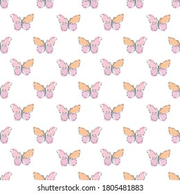 Elegant seamless pattern with butterflies, design elements. Butterfly pattern for invitations, cards, print, gift wrap, manufacturing, textile, fabric, wallpapers. Continuous line art style