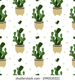 Elegant seamless pattern with cacti. Floral pattern for invitations, cards, print, gift wrap, manufacturing, textile, fabric, wallpapers.