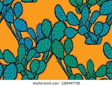 Elegant seamless pattern with cactus plants, design elements. Floral  pattern for invitations, cards, print, gift wrap, manufacturing, textile, fabric, wallpapers. Succulents