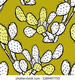 Elegant seamless pattern with cactus plants, design elements. Floral  pattern for invitations, cards, print, gift wrap, manufacturing, textile, fabric, wallpapers. Succulents