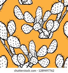 Elegant seamless pattern with cactus plants, design elements. Floral  pattern for invitations, cards, print, gift wrap, manufacturing, textile, fabric, wallpapers. Succulents
