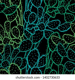 Elegant seamless pattern with cactus plants, design elements. Floral  pattern for invitations, cards, print, gift wrap, manufacturing, textile, fabric, wallpapers. Succulents