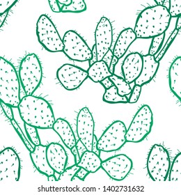 Elegant seamless pattern with cactus plants, design elements. Floral  pattern for invitations, cards, print, gift wrap, manufacturing, textile, fabric, wallpapers. Succulents