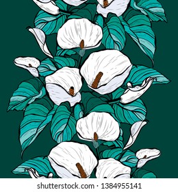 Elegant seamless pattern with calla flowers, design elements. Floral  pattern for invitations, cards, print, gift wrap, manufacturing, textile, fabric, wallpapers