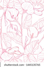 Elegant seamless pattern with calla flowers, design elements. Floral  pattern for invitations, cards, print, gift wrap, manufacturing, textile, fabric, wallpapers