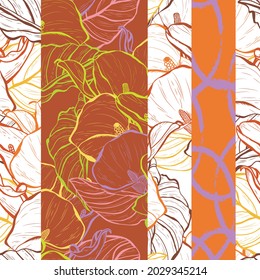 Elegant seamless pattern with calla lily flowers, design elements. Floral  pattern for invitations, cards, print, gift wrap, manufacturing, textile, fabric, wallpapers