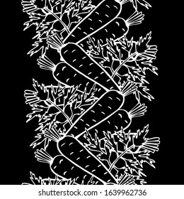 Elegant seamless pattern with carrots, design elements. Vegetable pattern for invitations, cards, print, gift wrap, manufacturing, textile, fabric, wallpapers. Food, kitchen, vegetarian theme