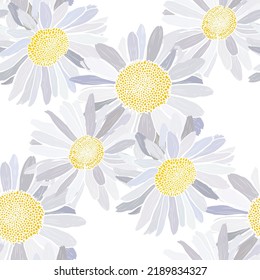 Elegant seamless pattern with chamomile, daisy flowers, design elements. Floral  pattern for invitations, cards, print, gift wrap, manufacturing, textile, fabric, wallpapers