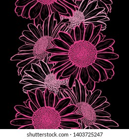 Elegant seamless pattern with chamomile flowers, design elements. Floral  pattern for invitations, cards, print, gift wrap, manufacturing, textile, fabric, wallpapers