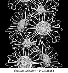 Elegant seamless pattern with chamomile flowers, design elements. Floral  pattern for invitations, cards, print, gift wrap, manufacturing, textile, fabric, wallpapers
