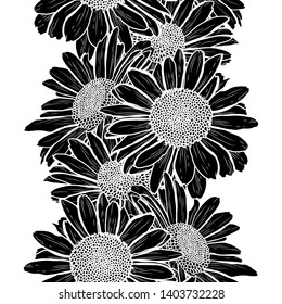 Elegant seamless pattern with chamomile flowers, design elements. Floral  pattern for invitations, cards, print, gift wrap, manufacturing, textile, fabric, wallpapers