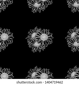 Elegant seamless pattern with chamomile flowers, design elements. Floral  pattern for invitations, cards, print, gift wrap, manufacturing, textile, fabric, wallpapers