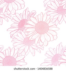 Elegant seamless pattern with chamomile flowers, design elements. Floral  pattern for invitations, cards, print, gift wrap, manufacturing, textile, fabric, wallpapers