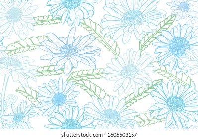 Elegant seamless pattern with chamomile flowers, design elements. Floral  pattern for invitations, cards, print, gift wrap, manufacturing, textile, fabric, wallpapers