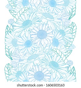 Elegant seamless pattern with chamomile flowers, design elements. Floral  pattern for invitations, cards, print, gift wrap, manufacturing, textile, fabric, wallpapers