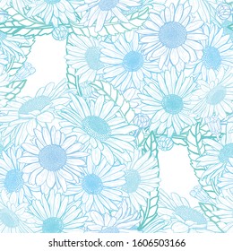 Elegant seamless pattern with chamomile flowers, design elements. Floral  pattern for invitations, cards, print, gift wrap, manufacturing, textile, fabric, wallpapers
