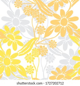 Elegant seamless pattern with chamomile flowers, design elements. Floral  pattern for invitations, cards, print, gift wrap, manufacturing, textile, fabric, wallpapers