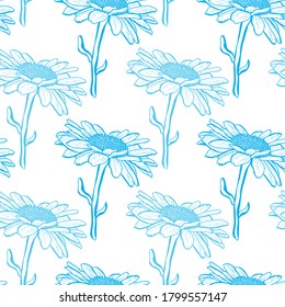 Elegant seamless pattern with chamomile flowers, design elements. Floral  pattern for invitations, cards, print, gift wrap, manufacturing, textile, fabric, wallpapers