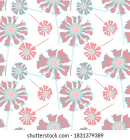 Elegant seamless pattern with chamomile flowers, design elements. Floral  pattern for invitations, cards, print, gift wrap, manufacturing, textile, fabric, wallpapers