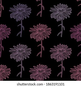 Elegant seamless pattern with chamomile flowers, design elements. Floral  pattern for invitations, cards, print, gift wrap, manufacturing, textile, fabric, wallpapers