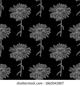 Elegantes, nahtloses Muster mit Kamillenblumen, Design-Elementen. Blumenmuster für Einladungen, Karten, Druck, Geschenkverpackungen, Herstellung, Textilien, Gewebe, Wallpaper