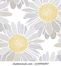 Elegantes, nahtloses Muster mit Kamillenblumen, Design-Elementen. Blumenmuster für Einladungen, Karten, Druck, Geschenkverpackungen, Herstellung, Textilien, Gewebe, Wallpaper