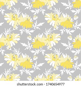 Elegant seamless pattern with chrysanthemum flowers, design elements. Floral  pattern for invitations, cards, print, gift wrap, manufacturing, textile, fabric, wallpapers