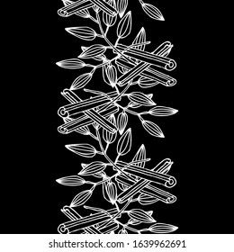 Elegant seamless pattern with cinnamon spices, design elements. Cinnamon pattern for invitations, cards, print, gift wrap, manufacturing, textile, fabric, wallpapers. Food, kitchen, vegetarian theme