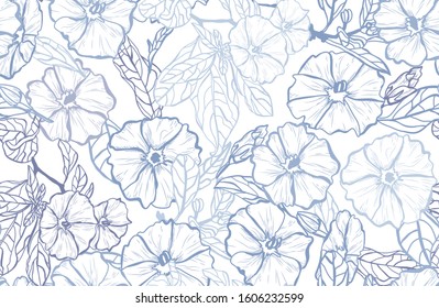 Elegant seamless pattern with clematis flowers, design elements. Floral  pattern for invitations, cards, print, gift wrap, manufacturing, textile, fabric, wallpapers