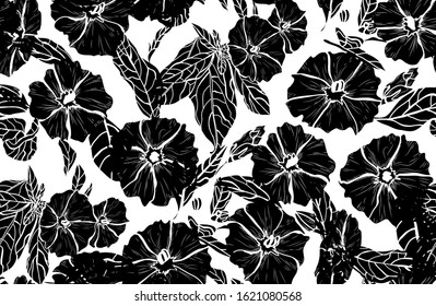 Elegant seamless pattern with clematis flowers, design elements. Floral  pattern for invitations, cards, print, gift wrap, manufacturing, textile, fabric, wallpapers